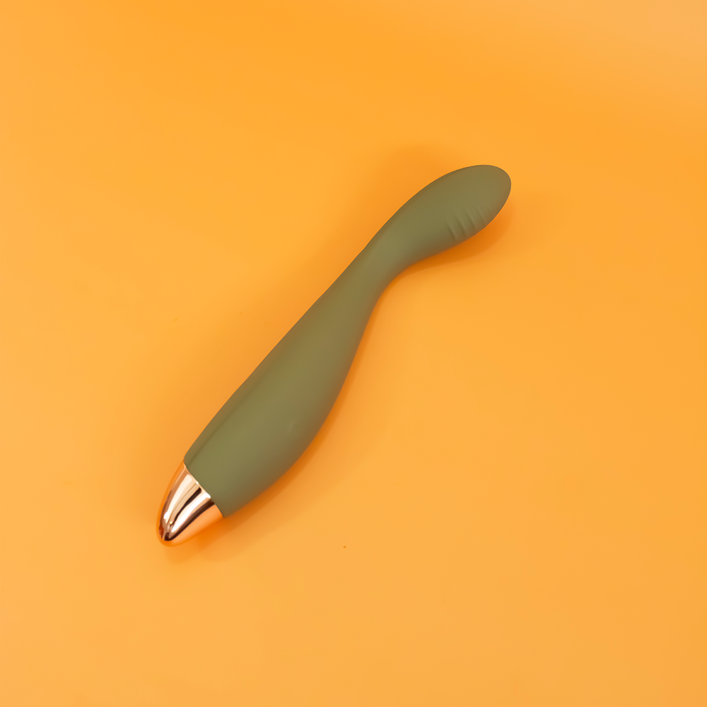 Elegant green finger shape vibrator for women.